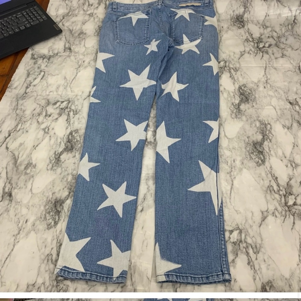 Stella McCartney Star Print Slim Boyfriend denim Jeans size 26 blue white